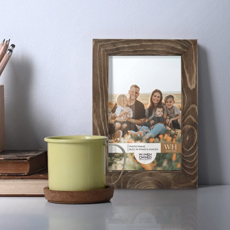 Renditions Gallery 4x6 inch Picture Frame Walnut Wood Grain Frame  High-end Modern Style  Made of Solid Wood and High Definition Glass for Wall and Tabletop Photo Display - Image 3