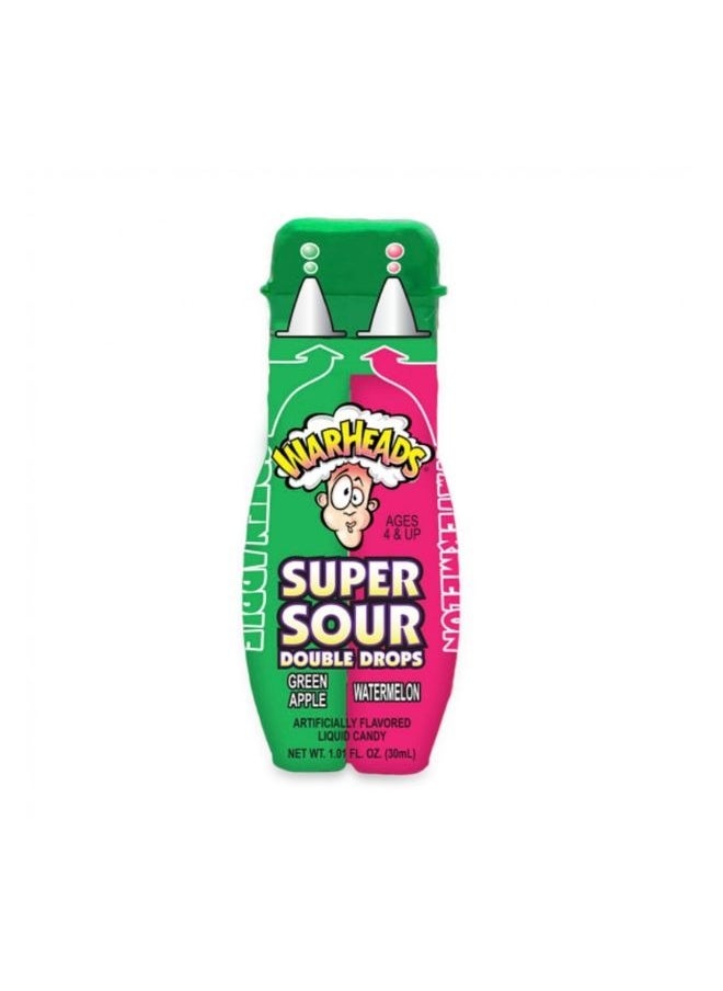 Warheads - Super Sour Double Drops Assorted (2 flavours from Watermelon, Blue Raspberry or Green Apple) 30ml - Image 1