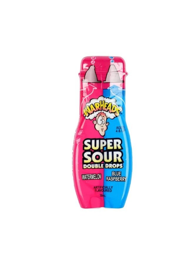 Warheads - Super Sour Double Drops Assorted (2 flavours from Watermelon, Blue Raspberry or Green Apple) 30ml - Image 1