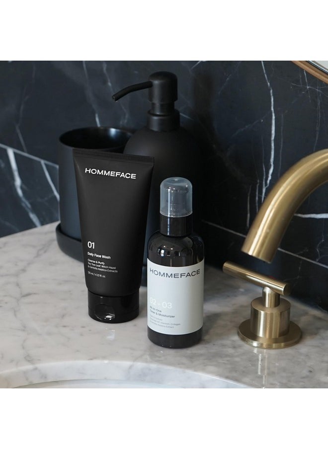HOMMEFACE HOMMEFACE Men’s Easy Duo Skin Care Set, 2-Step Daily Routine Kit with Facial Cleanser and 2-in-1 Face Toner & Moisturizer for Men, For Oily & Acne-Prone Skin, 9.29 fl.oz.  - Image 4