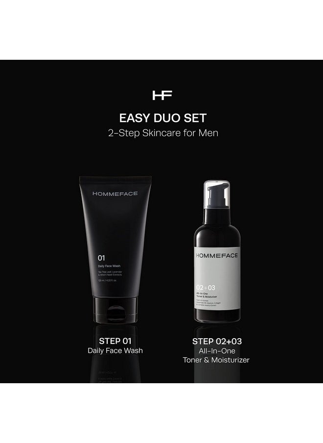 HOMMEFACE HOMMEFACE Men’s Easy Duo Skin Care Set, 2-Step Daily Routine Kit with Facial Cleanser and 2-in-1 Face Toner & Moisturizer for Men, For Oily & Acne-Prone Skin, 9.29 fl.oz.  - Image 2