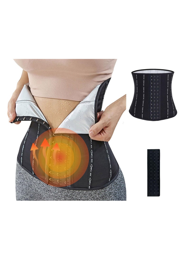 SOLARAE Women Waist Trainer Trimmer Corset Weight Loss Tummy Wrap Workout Belt Sweat Belly Band Sports Girdle Sauna Suit Sweat Waist Trainer for Women Lower Belly Fat Waist Trimmer for Women Size L - Image 1