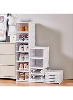 Drop Front Shoe Storage Box, No Assembly Stackable Shoe Organizer Storage Bin with Clear Door, Free Standing Shoe Shelf Cabinet with Lid, Plastic Shoe Rack for Closet Entryway, 6-Tier, White - pzsku/ZFCFA302247CC071195F3Z/45/_/1725596326/a73d6505-38a6-4667-b3e1-816b8f9bd4fa