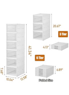 Drop Front Shoe Storage Box, No Assembly Stackable Shoe Organizer Storage Bin with Clear Door, Free Standing Shoe Shelf Cabinet with Lid, Plastic Shoe Rack for Closet Entryway, 6-Tier, White - pzsku/ZFCFA302247CC071195F3Z/45/_/1725596357/e0daba4f-0b66-4255-b8cc-d4ed838e0916