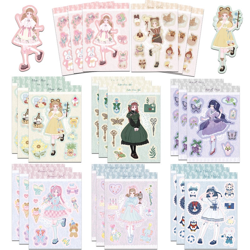 Korean Cartoon Collage Cute Girl Phone Case Stickers Set 8ZD127 girl heart girl (default 8/bag)