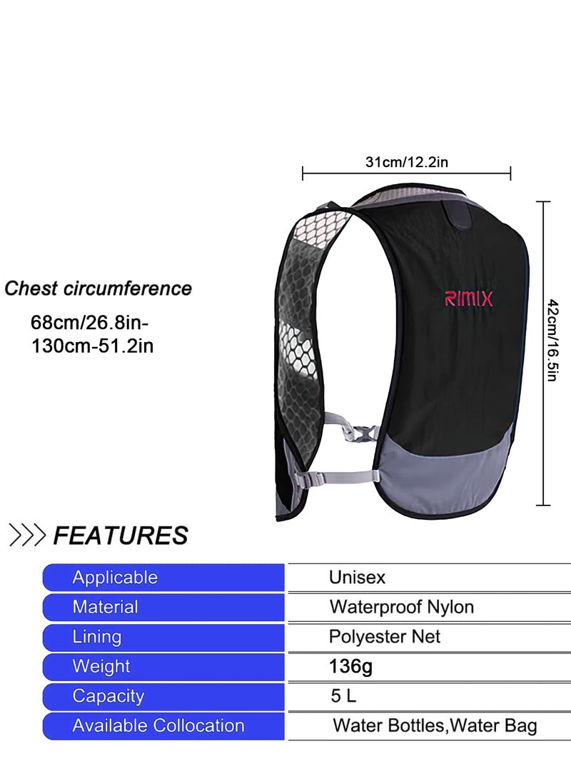 Zikra Hydration Backpack Pack with 5L Water Bladder, Hydration Water Backpack with Hydration Bladder Hiking Running Cycling Biking Water Backpack for Men and Women(black) - Image 2