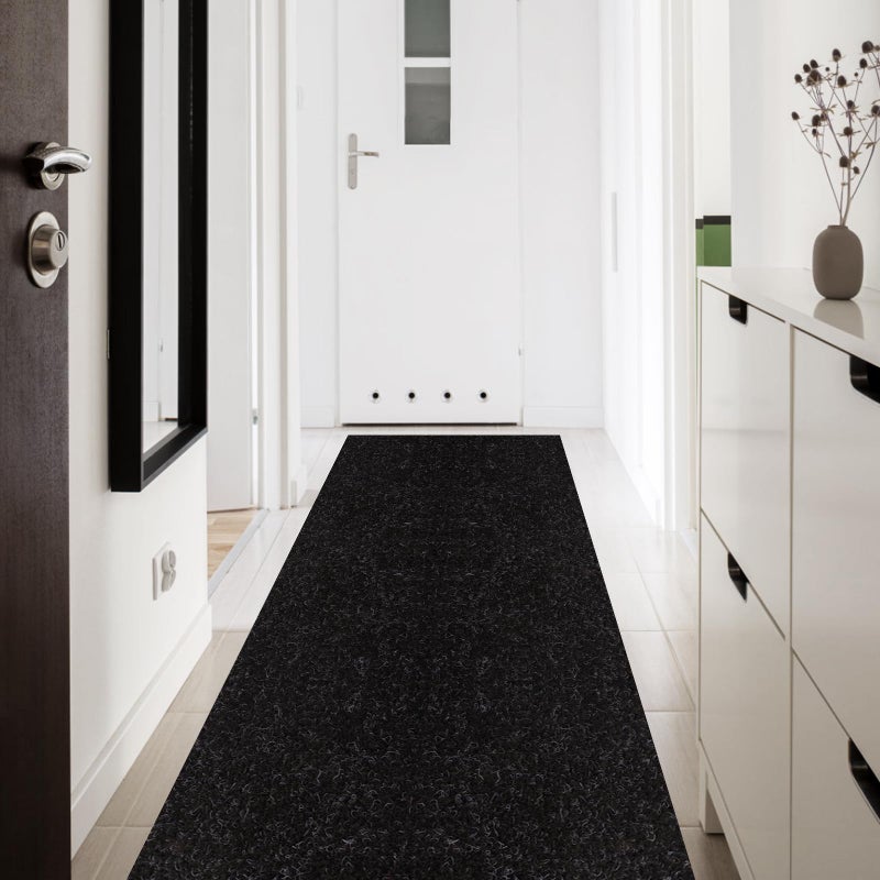 Runner Rug 2 x 6 OutdoorIndoor Rug with Natural Rubber Backing Non Slip for Hallway Kitchen Patio Laundry RV Entryway Garage Bathroom Area Rug Carpet Black Custom Size