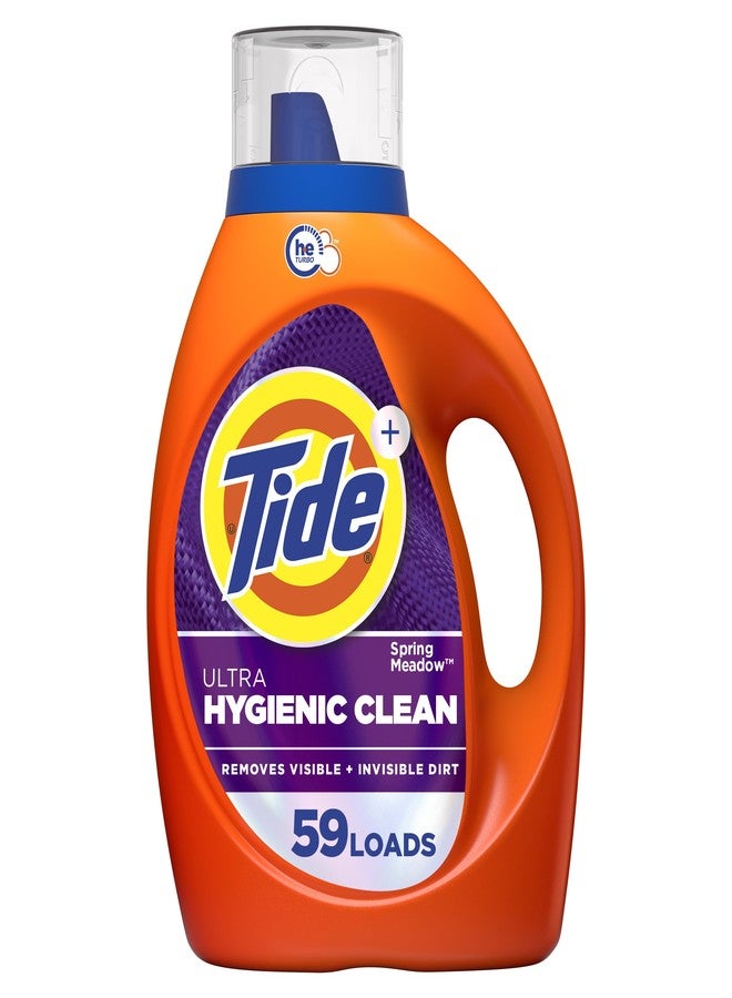 Tide Hygienic Clean Heavy 10x Duty Liquid Laundry Detergent, HE Compatible, Spring Meadow Scent, 59 Loads, 84 fl oz - Image 1