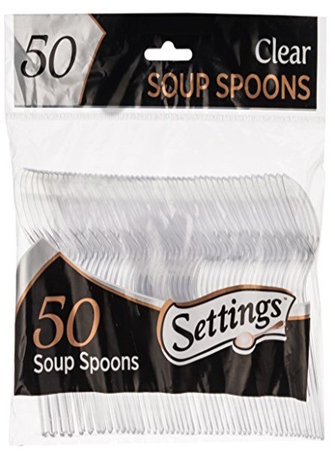 Settings [200 Count] Settings Plastic Clear Soup Spoons, Heavyweight Disposable Cutlery, Great For Home, Office, School, Party, Picnics, Restaurant, Take-out Fast Food, Outdoor Events, Or Every Day Use, 4 Bags - Image 1