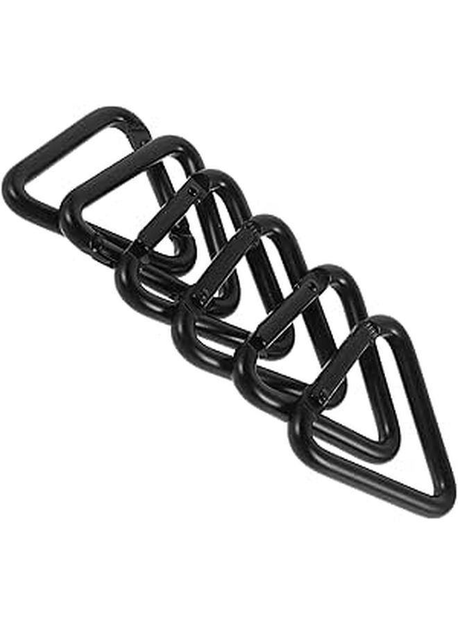 6Pcs Black Aluminum Triangle Carabiner Hooks Heavy Duty Keychain for Outdoor Camping Hiking - Image 1