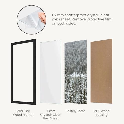 Opposite Wall - 18x24 in - Black Solid Wood Picture Frame - Lightweight, Versatile & Shatterproof - Wall Hanging Poster or Photo Frame - Wall Decor for Office, Gallery & Home - Image 4
