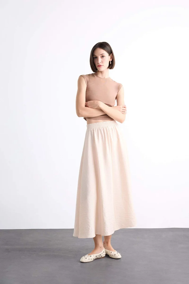 ديفاكتو Twill Elastic Band Maxi Skirt