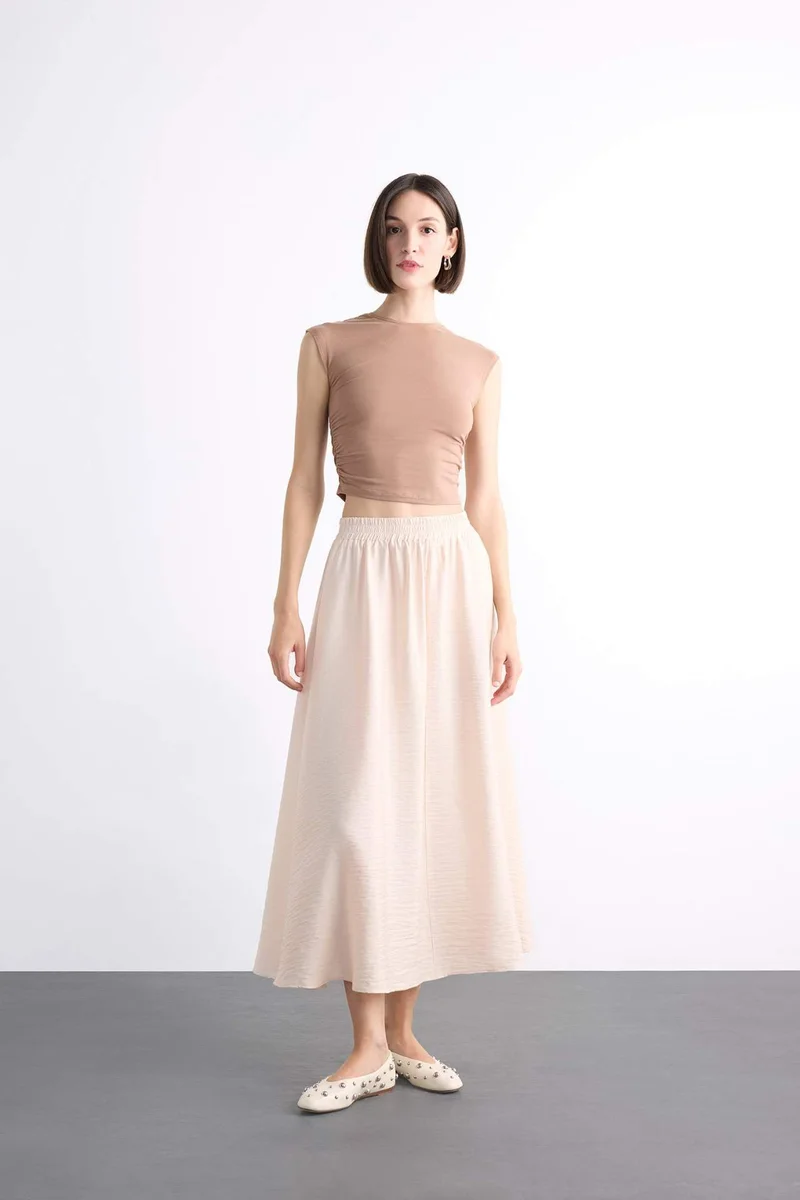 ديفاكتو Twill Elastic Band Maxi Skirt