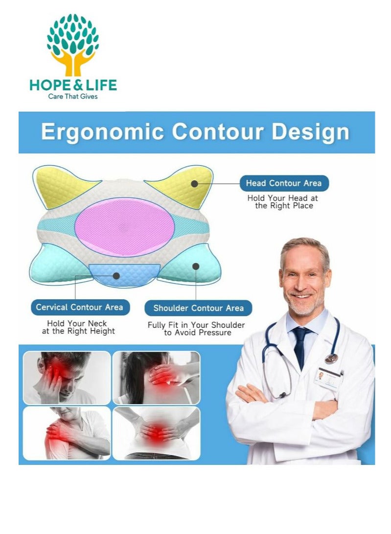 Hope And Life A medical pillow to support the neck circumference, which works to relax the muscles and reduce their pain, 61 * 37 * 14 cm  - Image 3