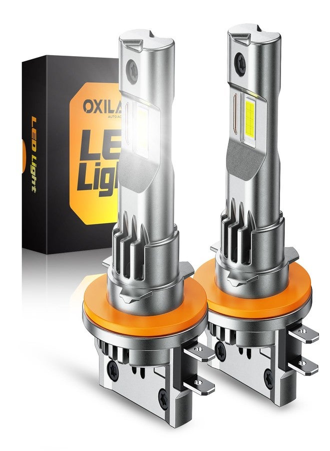 OXILAM مصابيح OXILAM H11B LED، سطوع فائق بنسبة 1000%، حجم مصابيح الضباب H8B/H9B مماثل لمصابيح الهالوجين، تركيب سريع في 5 دقائق، عمر افتراضي 6000 ساعة، بدون وميض، توافق بنسبة 99%، عبوة من قطعتين - Image 1
