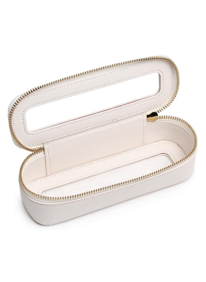Excefore Clear Makeup Bag, Portable Brush Bag Transparent Travel Cosmetic Case Clear Toiletry Makeup Bag with Zipper for Women (White, Slim)  - Image 1