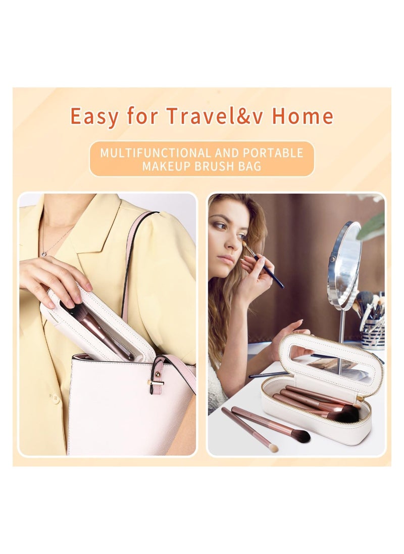 Excefore Clear Makeup Bag, Portable Brush Bag Transparent Travel Cosmetic Case Clear Toiletry Makeup Bag with Zipper for Women (White, Slim)  - Image 2