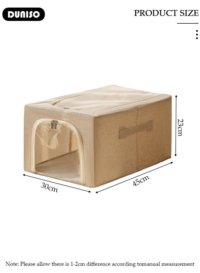 DUNISO 3 Pcs Clothes Storage Bag, Foldable Clothing Storage Bins, Steel Frame Oxford Fabric Organizer with Zipper , Handle and Clear Window, Storage Containers for Comforters, Blankets, Bedding and Organizing Bedroom Closet Clothing,31L  - Image 4
