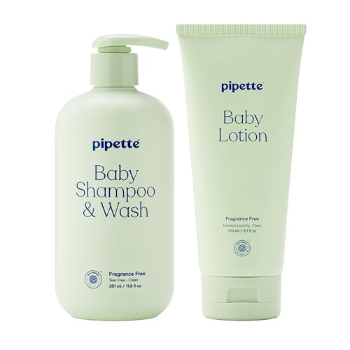 Pipette Fragrance Free Wash and Lotion Duo, Pack of 2, Fragrance Free Baby Shampoo and Body Wash, Unscented Lotion for Newborns, Sensitive Skin, and Kids, Tear-Free Bath Time, Hypoallergenic - Image 1