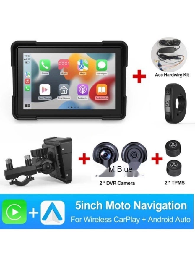 5/6.25 Inch Waterproof Motorcycle Dash Camera with Navigation, Apple CarPlay, and HD Video Recording