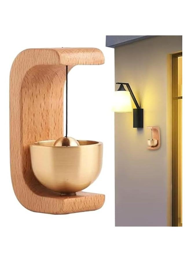 Generic Wooden Magnetic Doorbell with Brass Bell - Decorative Entry Gate Chime, Hanging Reminder for Entrance or Fridge  - Image 1