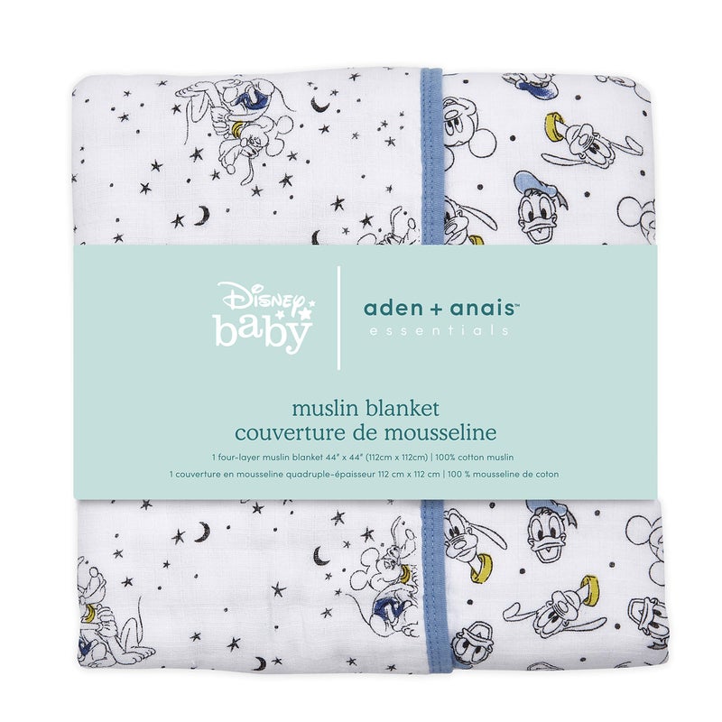 aden + anais Dream Blanket, Boutique Muslin Baby Blankets for Girls & Boys, Ideal Lightweight Newborn Nursery & Crib Blanket, Unisex Toddler & Infant Bedding, Shower Gifts, Mickey and Goofy Star Gazer - Image 2