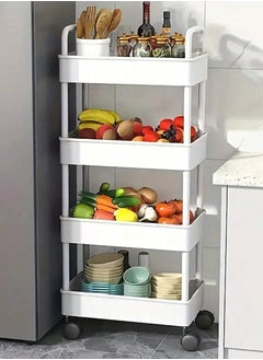 alimforyou 4-Tier Rolling Kitchen Cart Multifunctional Storage Organizer with Handle and 4 Universal Wheels for Kitchen, Bathroom, Living Room, Office (with Handle (White))  - Image 2