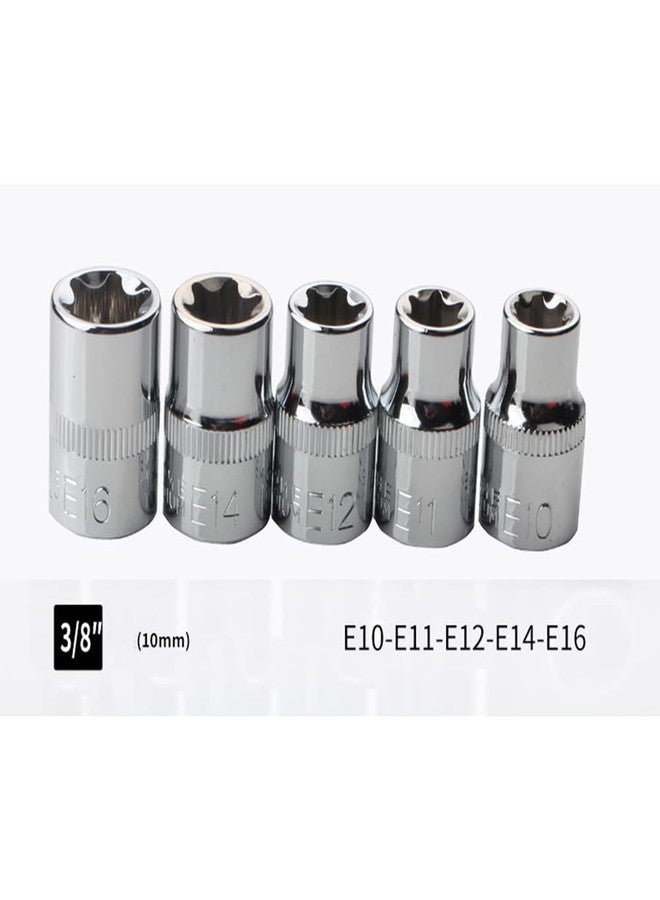 LSLANSOON 14Pcs E-Torx Star Socket Set with Case, 1/4, 3/8, 1/2 in. Drive Female External Star Socket Set E4-E24 Torque Socket Set - Image 3