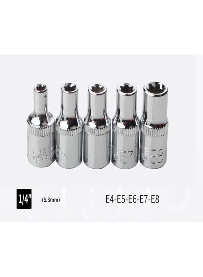 LSLANSOON 14Pcs E-Torx Star Socket Set with Case, 1/4, 3/8, 1/2 in. Drive Female External Star Socket Set E4-E24 Torque Socket Set - Image 4