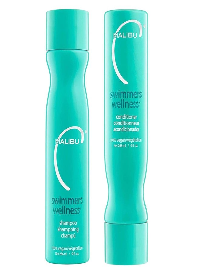 Malibu C Swimmers Wellness Shampoo and Conditioner Set (9 oz) - Restorative Hair Care for Swimmers - Protects Against Chlorine Damage & Combats Brittle Hair - Image 1