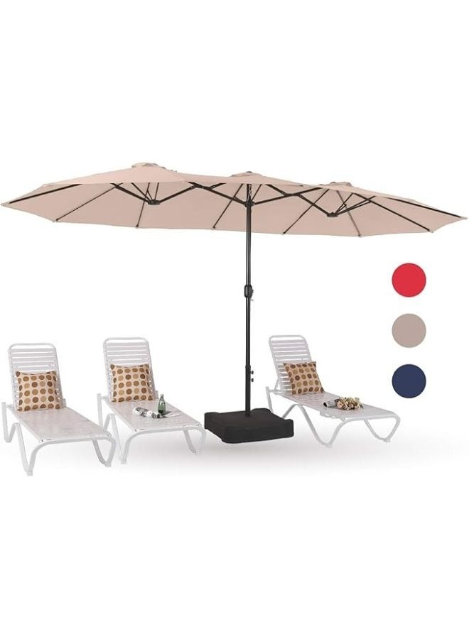 Harmony Home Harmony Home 6.5 x 10 ft Rectangular Patio Umbrella, Outdoor Market Table Umbrella with Crank & Push Button Tilt, UV & Weather Resistant, Beige  - Image 1