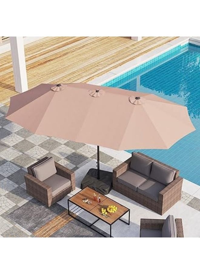 Harmony Home Harmony Home 6.5 x 10 ft Rectangular Patio Umbrella, Outdoor Market Table Umbrella with Crank & Push Button Tilt, UV & Weather Resistant, Beige  - Image 2