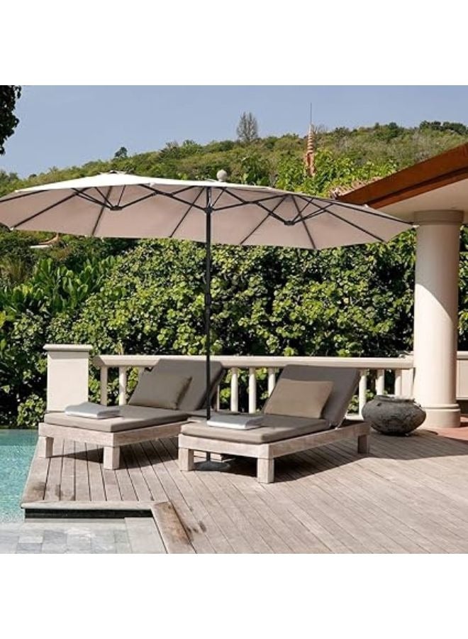 Harmony Home Harmony Home 6.5 x 10 ft Rectangular Patio Umbrella, Outdoor Market Table Umbrella with Crank & Push Button Tilt, UV & Weather Resistant, Beige  - Image 3
