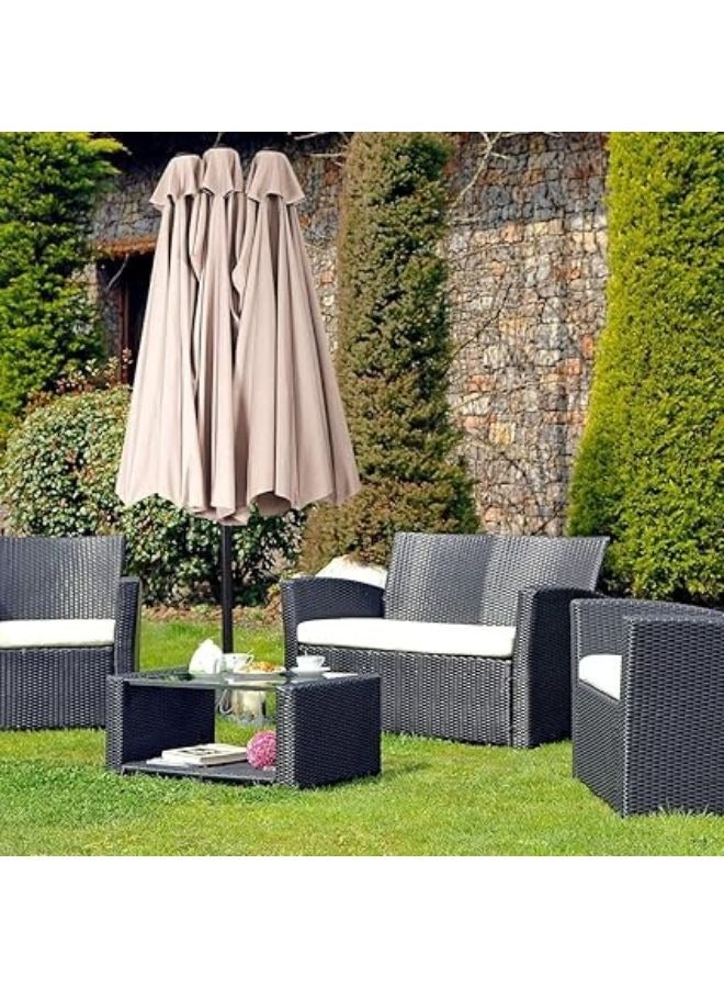 Harmony Home Harmony Home 6.5 x 10 ft Rectangular Patio Umbrella, Outdoor Market Table Umbrella with Crank & Push Button Tilt, UV & Weather Resistant, Beige  - Image 4
