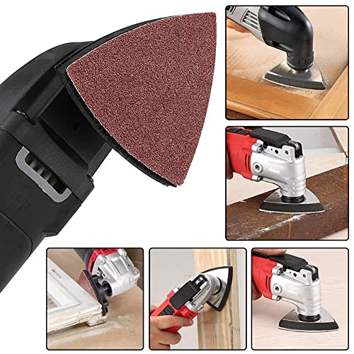 gulrear 200Pcs 80mm Triangle Sanding Pads, Hook and Loop Triangular Sandpaper for 3-1/8 Inch Oscillating Multi Tool Sanding Pad, Grit 40/60/80/100/120/180/240, for Wood/Plaster Other Surfaces Polish Sanding - Image 5