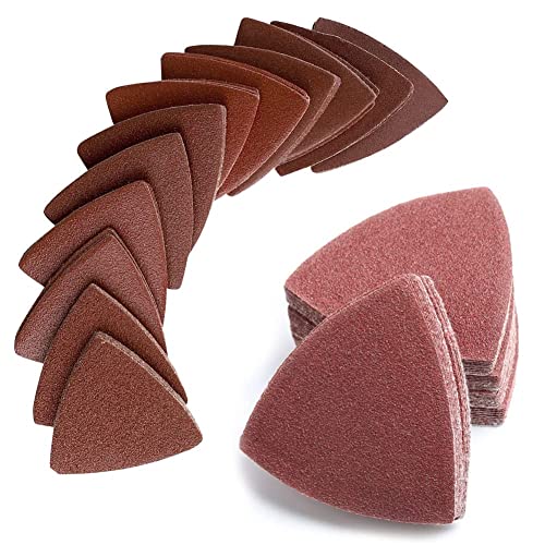 gulrear 200Pcs 80mm Triangle Sanding Pads, Hook and Loop Triangular Sandpaper for 3-1/8 Inch Oscillating Multi Tool Sanding Pad, Grit 40/60/80/100/120/180/240, for Wood/Plaster Other Surfaces Polish Sanding - Image 3