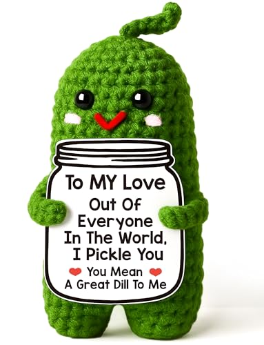 MAMAGIFTREE Gifts for Him Her Boyfriend Girlfriend Handmade Crochet Pickle to My Love Anniversary Birthday Gifts for Women Men I Love You Wedding Romantic Gift for Wife Husband Couples Cute Decor - Image 1