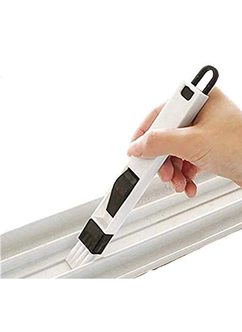 Generic Hembriz Multi purpose cleaning brush Plastic Window Slot Screen Keyboard Drawer Wardrobe Corner Gap Dust Removal Cleaning Brush with DustpanRandom color Pack of 1  - Image 1