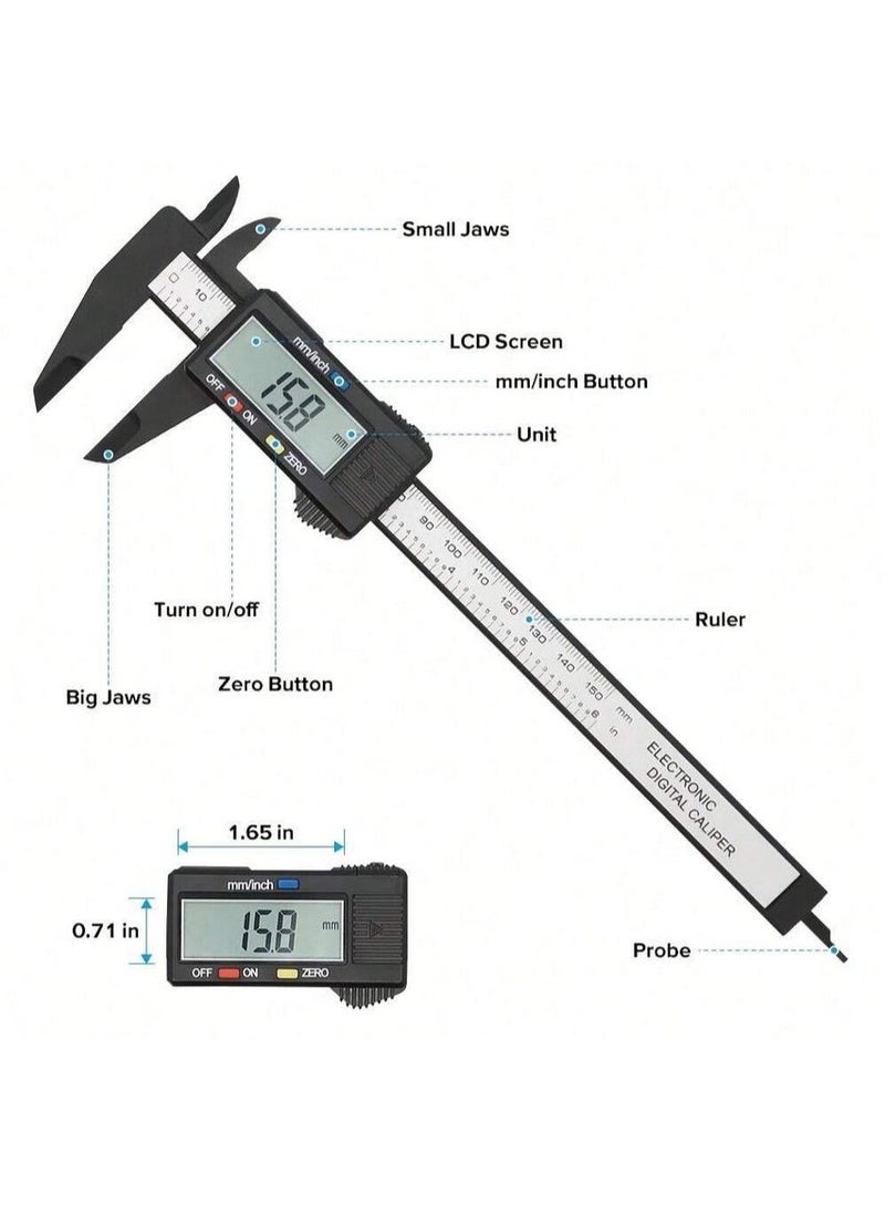 Digital electronic ruler for measuring in calibers, electronic micrometer, 0-6 inches / 0-150 mm - Image 2