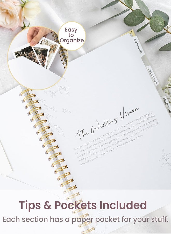 Braveriky Wedding Planner Book and Organizer for the Bride, 9x12" Wedding Planning Book with 5 Tabbed Sections, Pockets, Checklists, Calendars, Countdown, Metal Corner, Engagement Gifts for Couples, Floral - Image 4