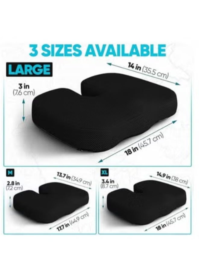Memory Foam Seat Cushion and Lumbar Support Pillow for Office Chair and Car Seat, Ergonomic Back and Hip Comfort Cushion with Washable Cover for Daily Use - Image 2