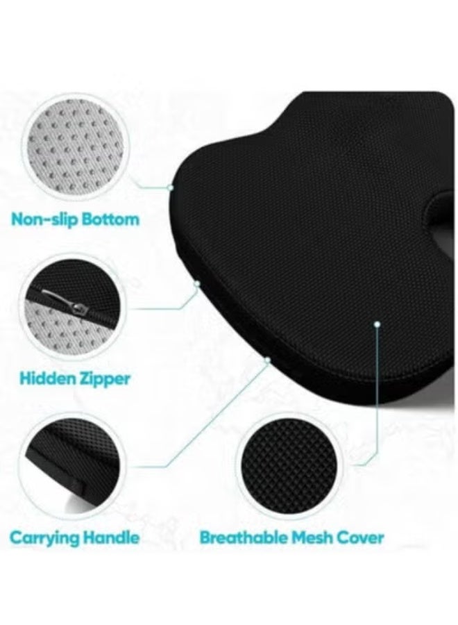 Memory Foam Seat Cushion and Lumbar Support Pillow for Office Chair and Car Seat, Ergonomic Back and Hip Comfort Cushion with Washable Cover for Daily Use - Image 4