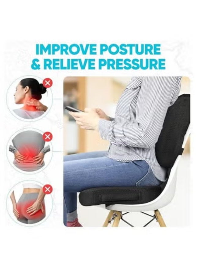 Memory Foam Seat Cushion and Lumbar Support Pillow for Office Chair and Car Seat, Ergonomic Back and Hip Comfort Cushion with Washable Cover for Daily Use - Image 5