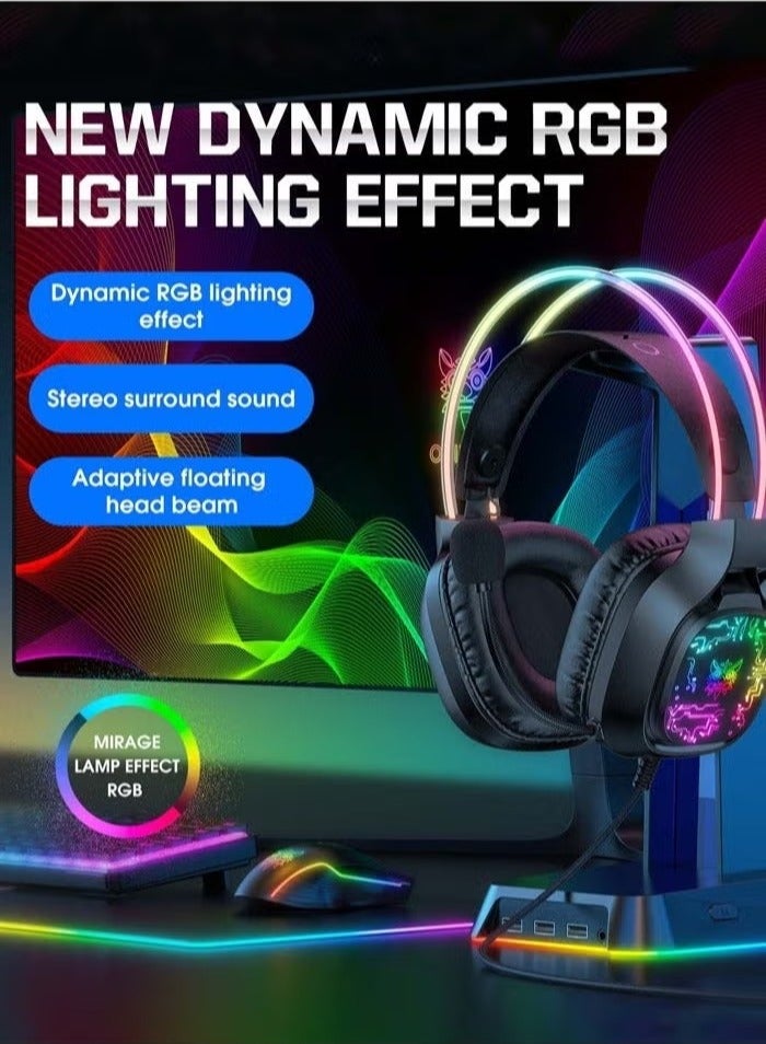 JAJEEK X22 Over-Ear Gaming Wired Headphones – Gaming Headset with RGB LED Lights, Stereo Sound, and Microphone – Comfortable Earphones for PS4/PS5/Xbox One/Xbox Series X/S/Nintendo Switch/PC – Ideal for Immersive Gaming and Long Sessions – Black - Image 5