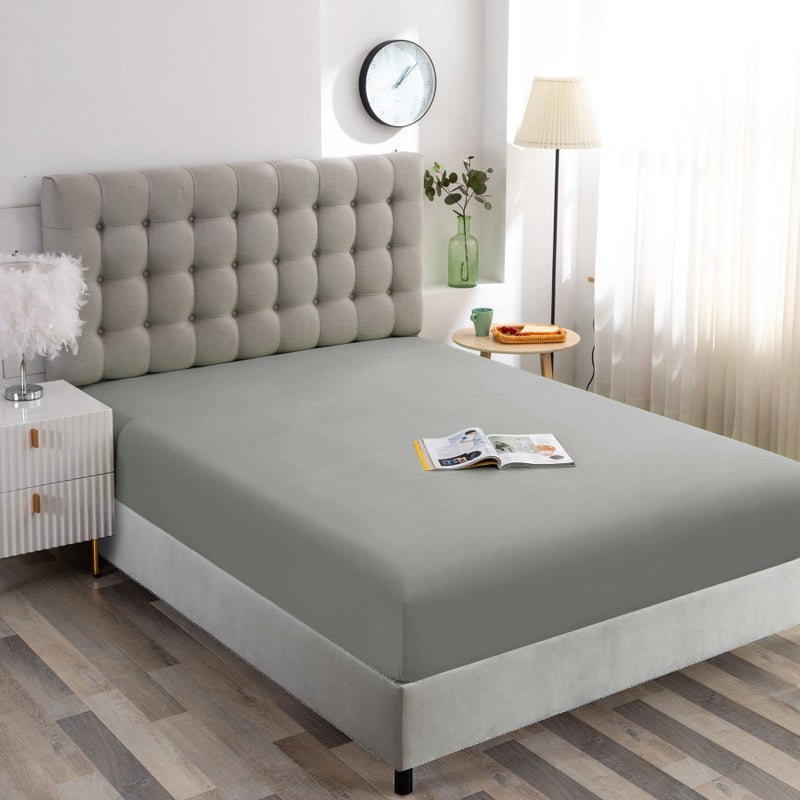 Ghooss Deep Pocket Fitted Sheet Gray Full Fitted Sheet Only Hotel Luxury 1500 Bedding - Wrinkle  Fade and Stain Resistant-1 Pack Gray Full - Image 4