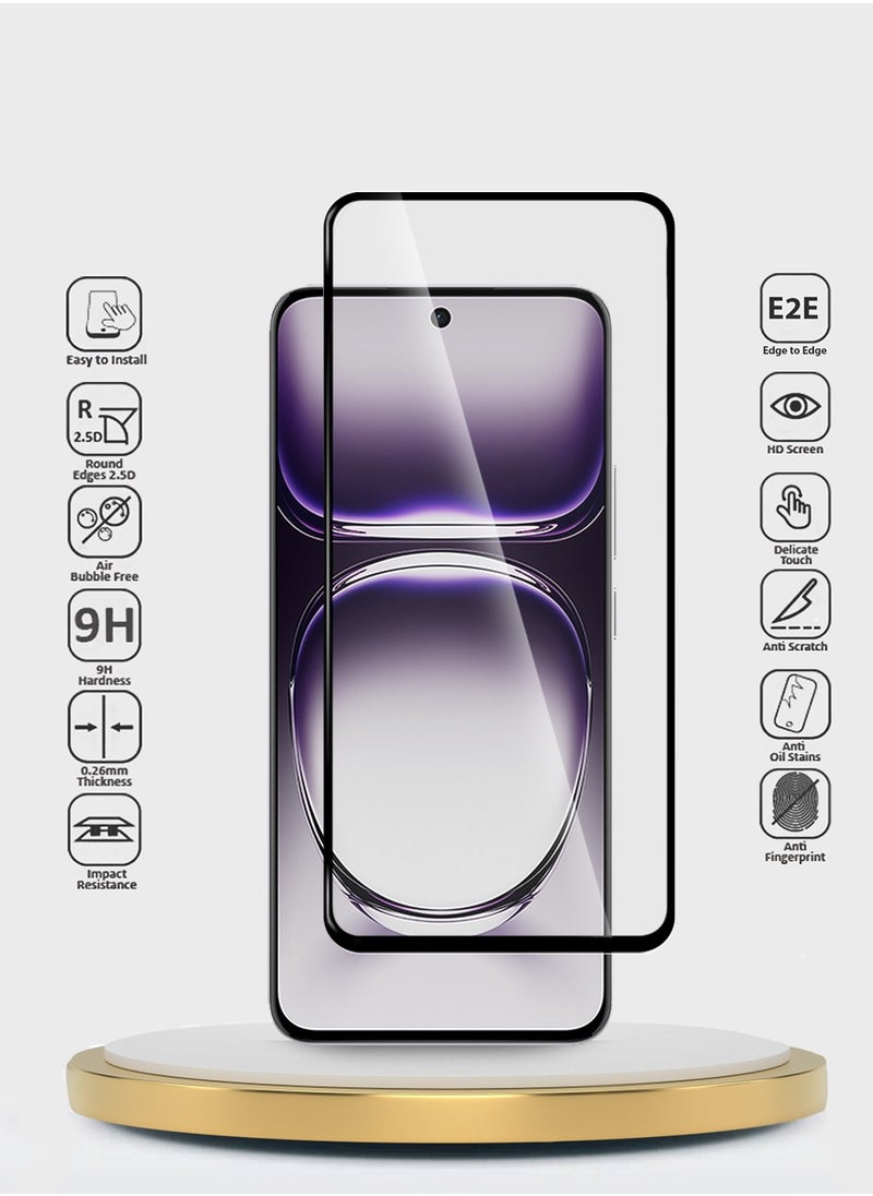 Wtech Oppo Reno12 5G 2024 Premium EDGE-PRO Full Glue Full Cover Tempered Glass Screen Protector (MSGPCN) - Clear/Black  - Image 2