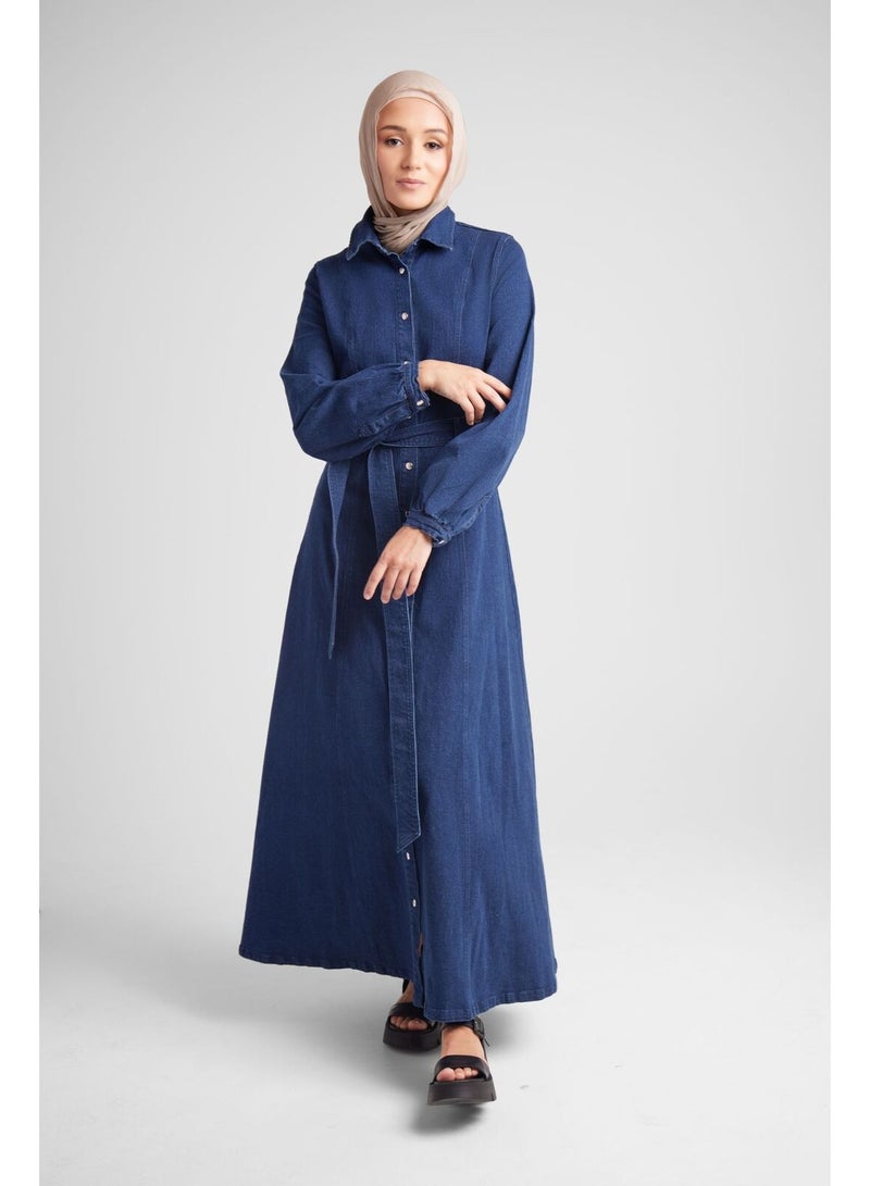 حجاب هاوس فستان دينم بأزرار كاملة - Image 5