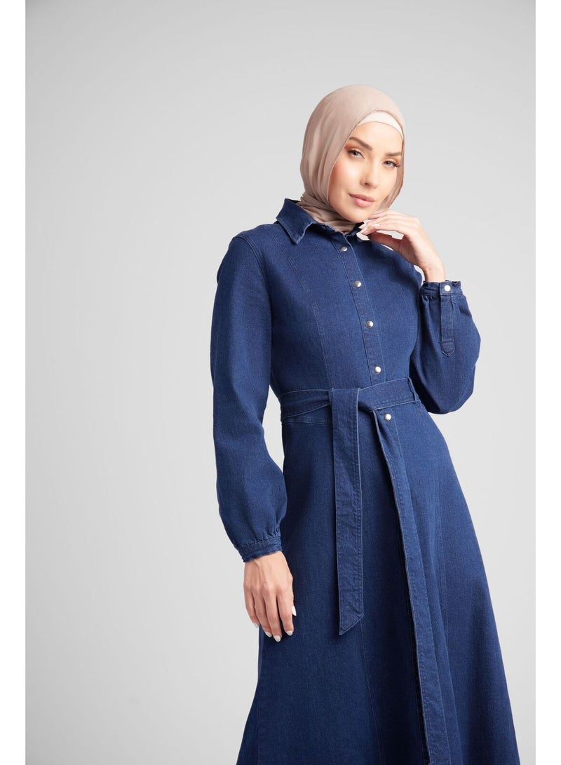 حجاب هاوس فستان دينم بأزرار كاملة - Image 3