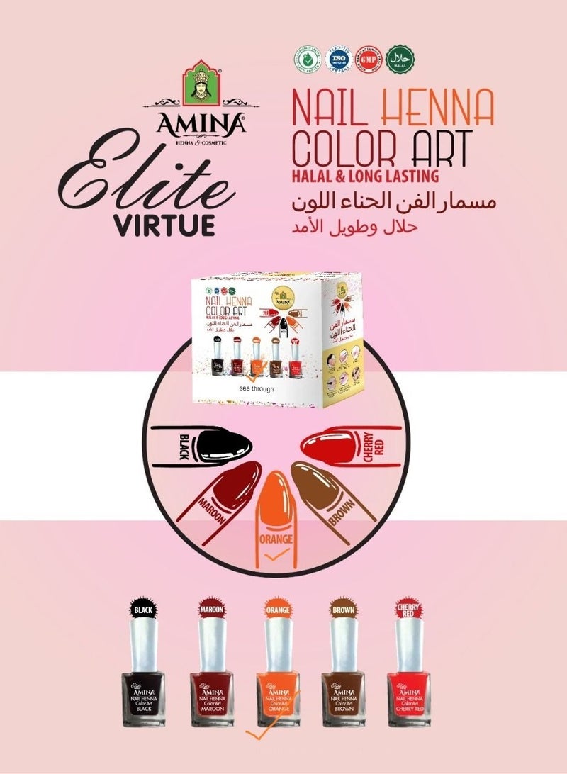 Amina Nail Polish Henna Color Art Nail Paint mehendi  Box Orange 3 Pcs - Image 4