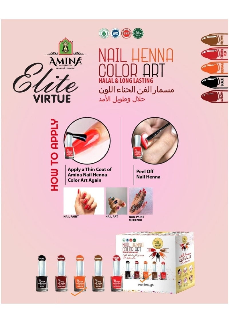 Amina Nail Polish Henna Color Art Nail Paint mehendi  Box Orange 3 Pcs - Image 3